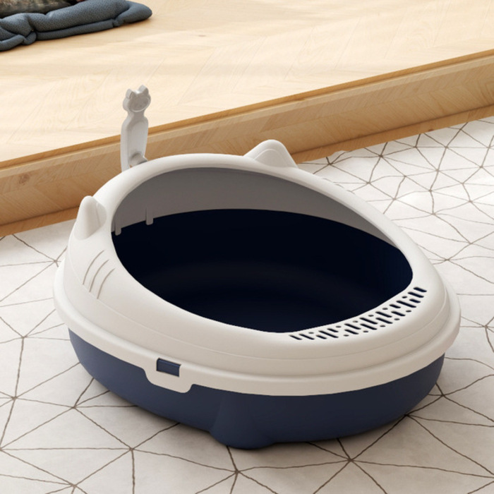 Round Shape Semi Closed Anti-Splash Pet Cat Litter box with Scoop