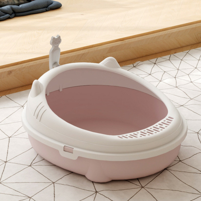 Round Shape Semi Closed Anti-Splash Pet Cat Litter box with Scoop