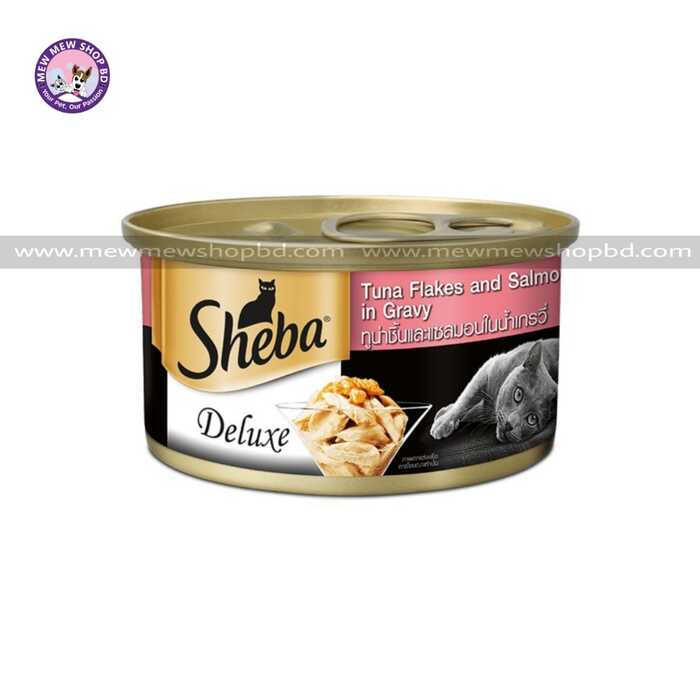 Sheba Deluxe Tuna Flakes and Salmon in Gravy Canned Cat Food 85g
