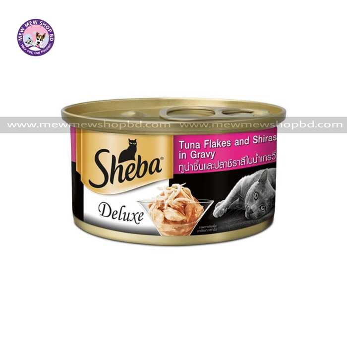 Sheba Deluxe Tuna Flakes and Shirasu in Gravy Canned Cat Food 85g