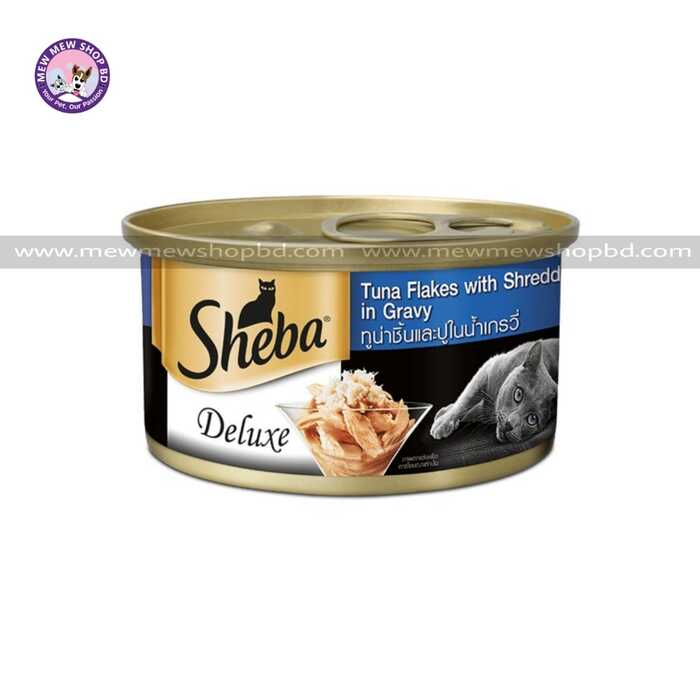 Sheba Deluxe Tuna Flakes with Shredded Crab in Gravy Canned Cat Food 85g