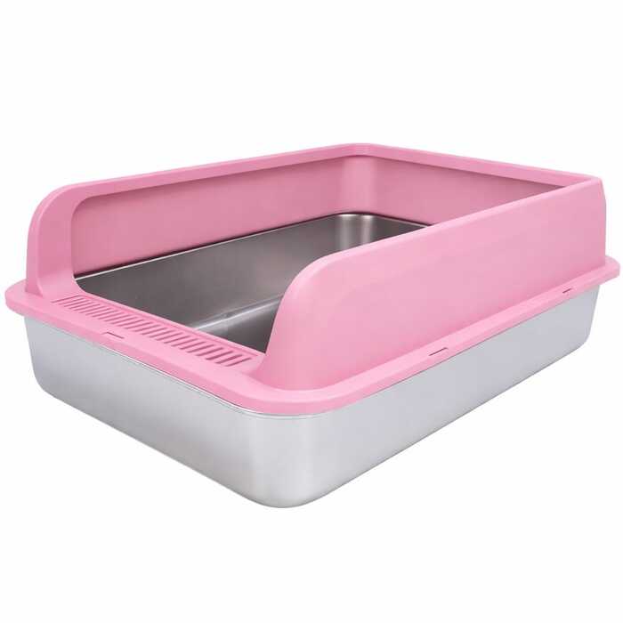 Stainless Steel Lower Part Extra Large Enclosed Litter box with Plastic Top & Free Litter Scoop