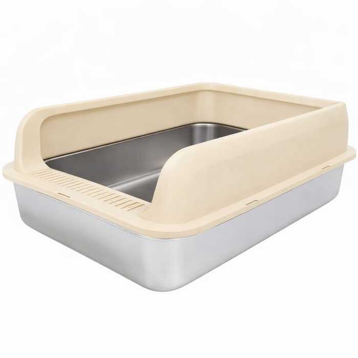 Stainless Steel Lower Part Extra Large Enclosed Litter box with Plastic Top & Free Litter Scoop