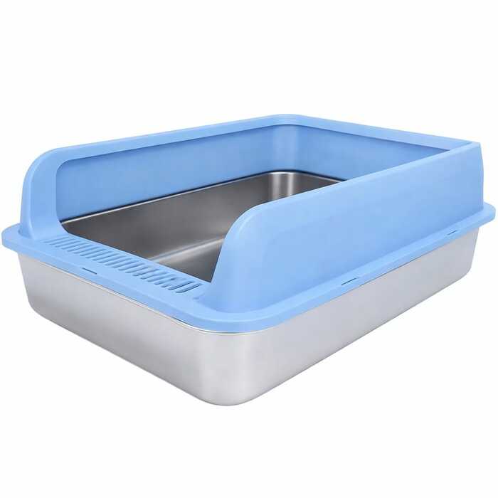 Stainless Steel Lower Part Extra Large Enclosed Litter box with Plastic Top & Free Litter Scoop