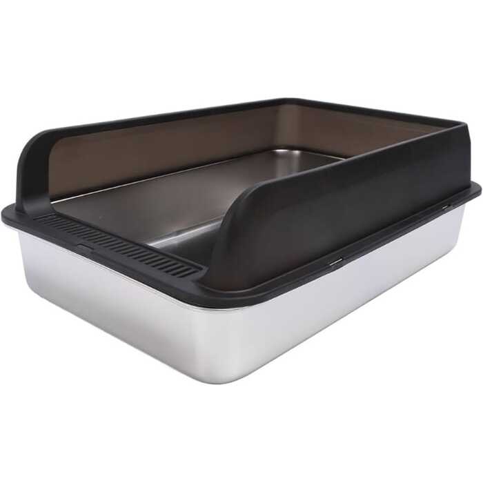 Stainless Steel Lower Part Extra Large Enclosed Litter box with Plastic Top & Free Litter Scoop
