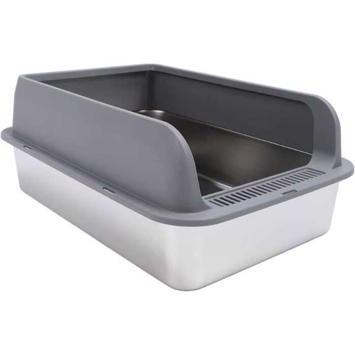 Stainless Steel Lower Part Extra Large Enclosed Litter box with Plastic Top & Free Litter Scoop
