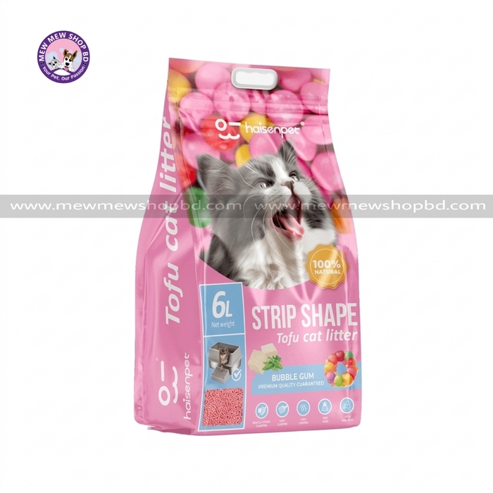 Haisenpet Tofu Strip Shape Cat Litter Bubble Gum Flavour 6L