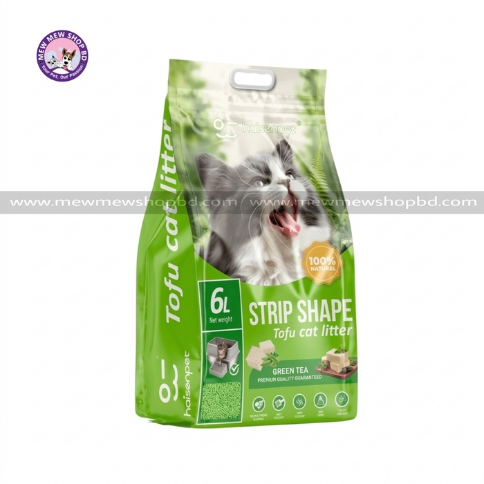 Haisenpet Tofu Strip Shape Cat Litter Green Tea Flavour 6L