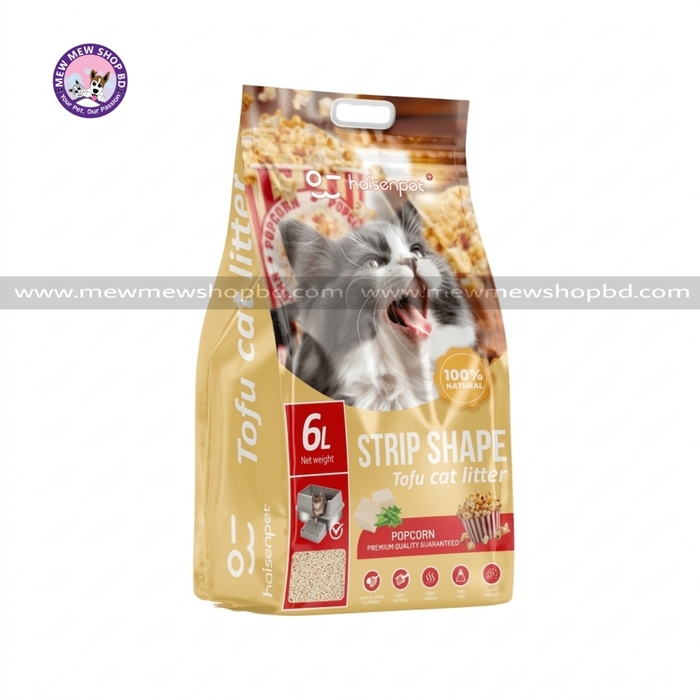Haisenpet Tofu Strip Shape Cat Litter Popcorn Flavour 6L