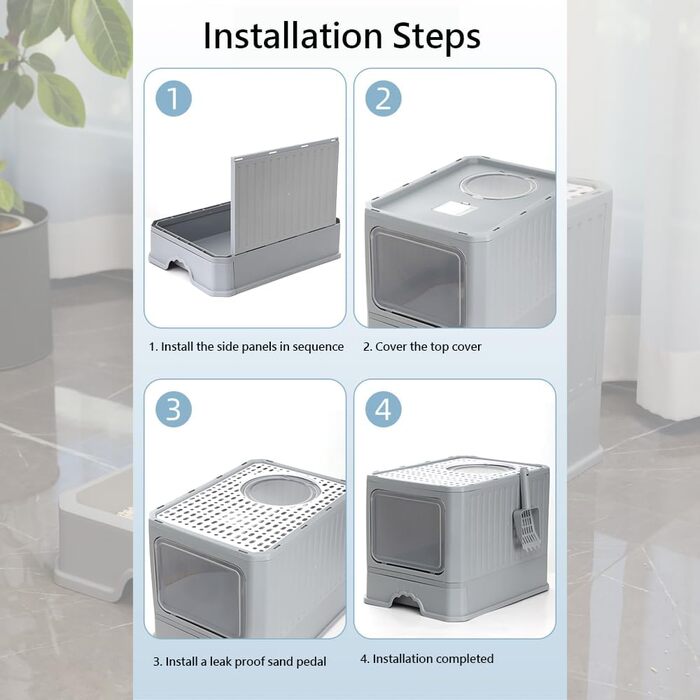 Pet Cat Toilet Litter Box with Lid Drawer System Foldable Large Including Pastic Scoop (Inside Dhaka Only)