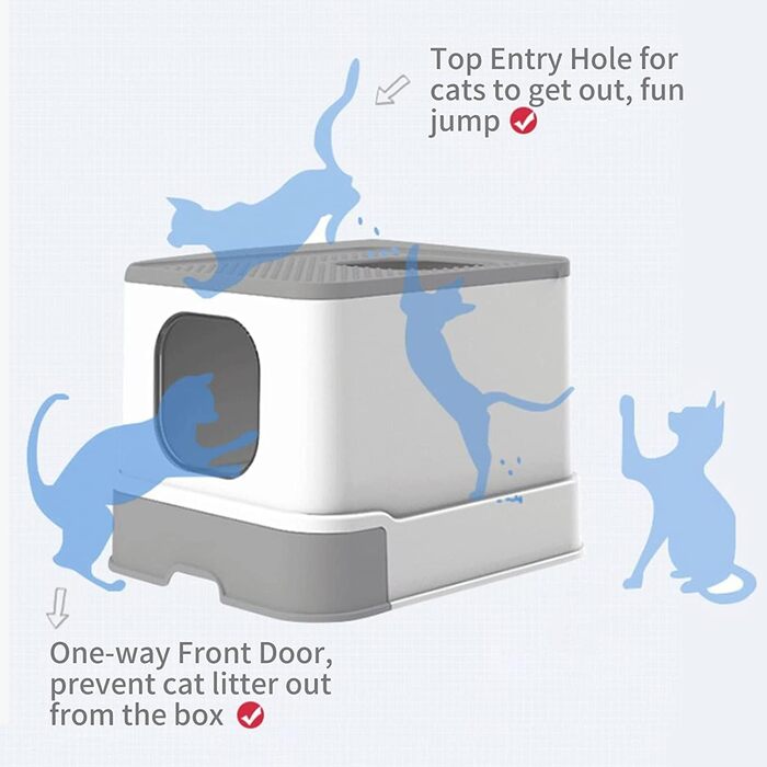 Pet Cat Toilet Litter Box with Lid Drawer System Foldable Large Including Pastic Scoop (Inside Dhaka Only)