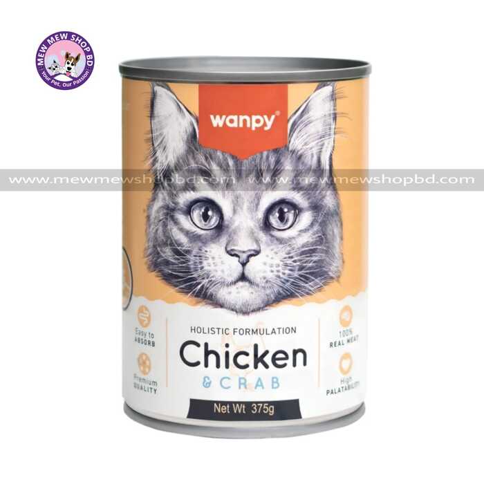 Wanpy Holistic Formulation Chicken & Crab Adult Cat Can Food 375g