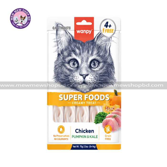 Wanpy Super Foods Creamy  Cat Treat with Chicken Pumpkin & Kale 70g