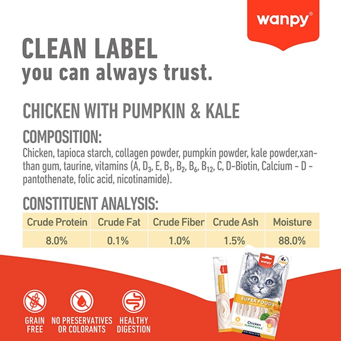 Wanpy Super Foods Creamy  Cat Treat with Chicken Pumpkin & Kale 70g