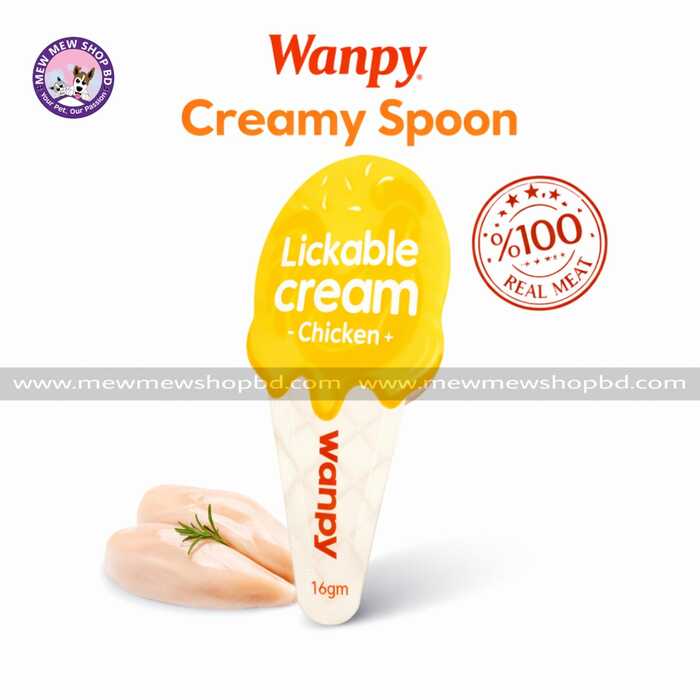 Wanpy Lickable Creamy Spoon Cat Treat Chicken 16gm 1pcs
