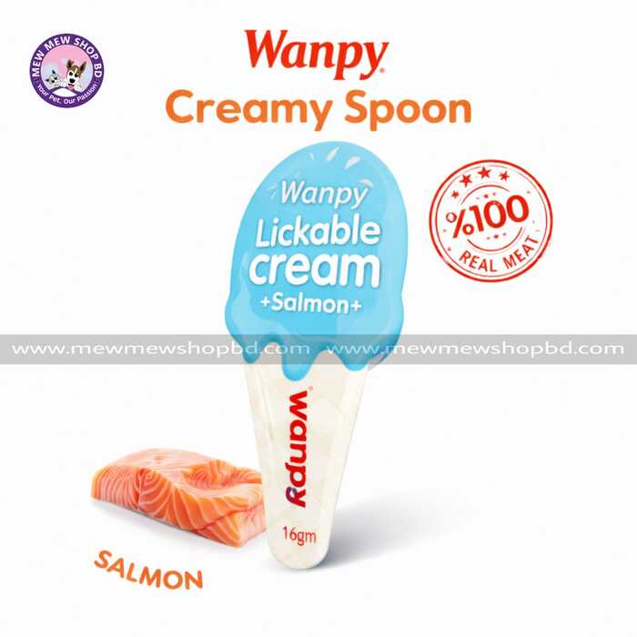 Wanpy Lickable Creamy Spoon Cat Treat Salmon 16gm 1pcs