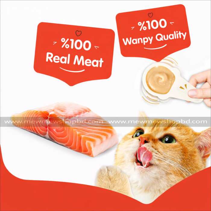 Wanpy Lickable Creamy Spoon Cat Treat Salmon 16gm 1pcs