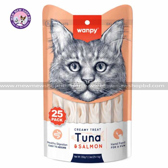 Wanpy Creamy Cat Treat Tuna & Salmon 25×14gm