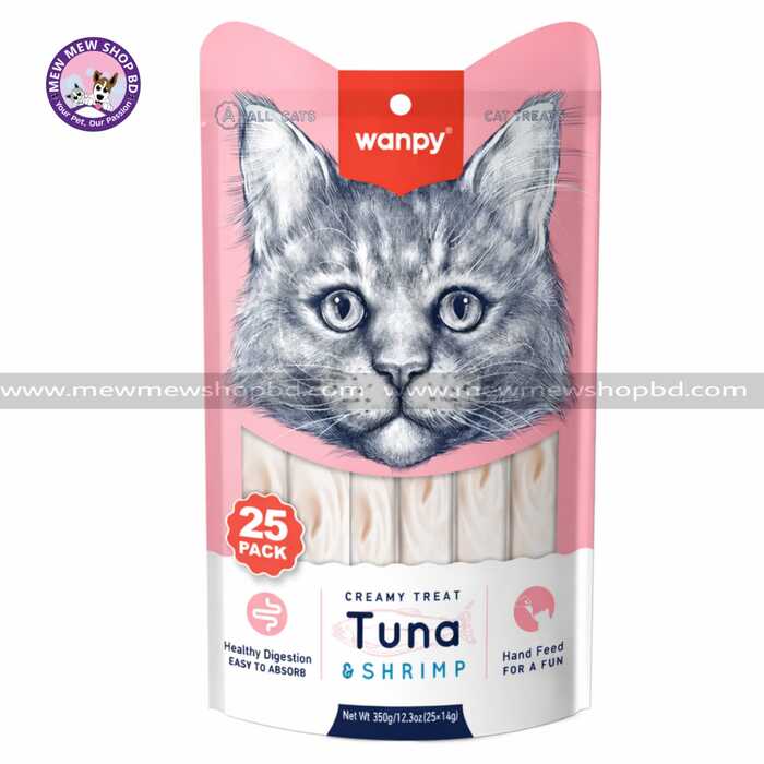 Wanpy Creamy Cat Treat Tuna & Shrimp 25×14gm