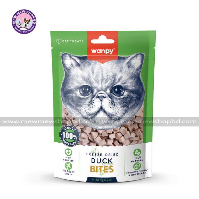 Wanpy Freeze Dried Cat Treat Duck Bites 20gm