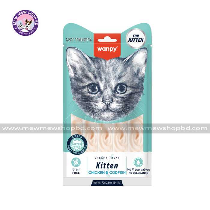 Wanpy Creamy Cat Treat for Kitten with Chicken & Codfish 70g