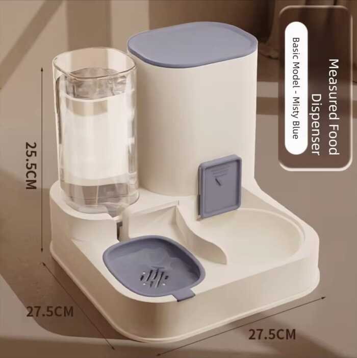 New Updated Model Pet Water (1.3L) and Food (2.3L) Dispenser Automatic Feeder 2-in-1 Wet and Dry Separation Cat & Dog Food Container with Water Bowl
