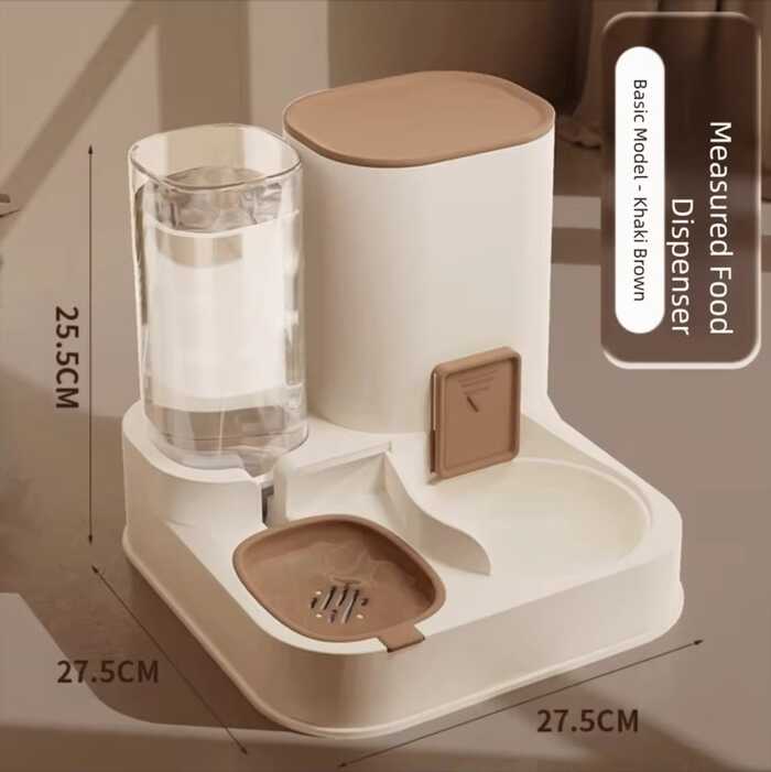 New Updated Model Pet Water (1.3L) and Food (2.3L) Dispenser Automatic Feeder 2-in-1 Wet and Dry Separation Cat & Dog Food Container with Water Bowl