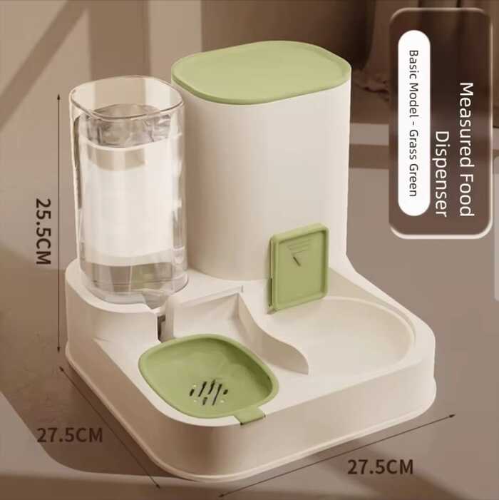 New Updated Model Pet Water (1.3L) and Food (2.3L) Dispenser Automatic Feeder 2-in-1 Wet and Dry Separation Cat & Dog Food Container with Water Bowl