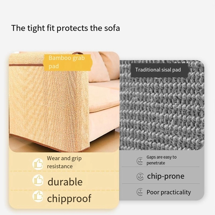 Strong Bamboo Cat Scratcher Mat Wall Sofa Protection Cat Scratch Board Pad Usable for Cat Paws