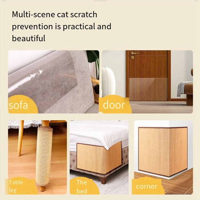 Strong Bamboo Cat Scratcher Mat Wall Sofa Protection Cat Scratch Board Pad Usable for Cat Paws