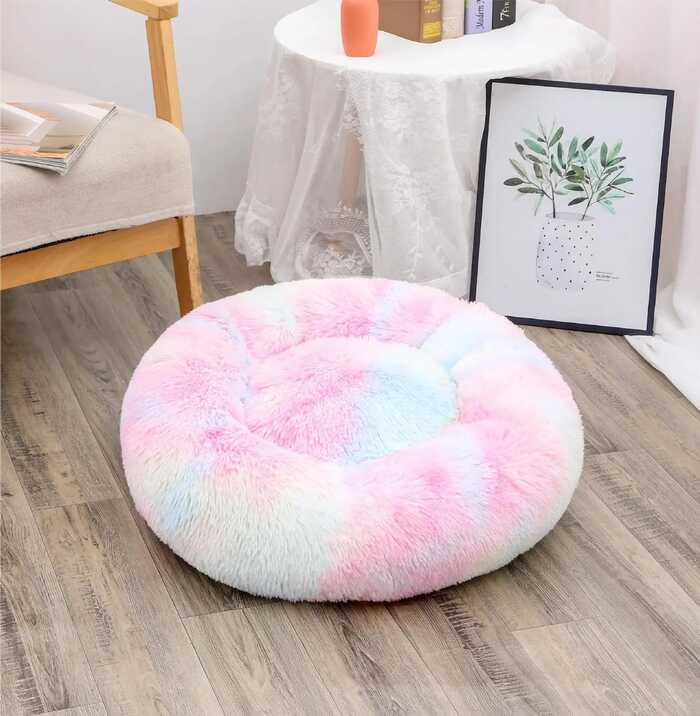 Colorful Round Plush Pet Bed House – Super Soft and Warm for Pet Cat