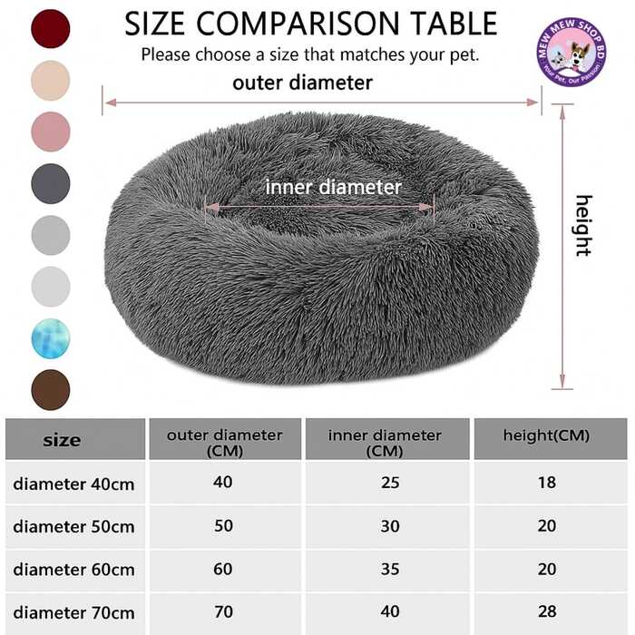 Colorful Round Plush Pet Bed House – Super Soft and Warm for Pet Cat