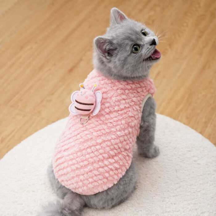 Bee Design Pet Cat & Puppy Sleeveless Sweater Dress Soft and Comfortable ( No Exchange )