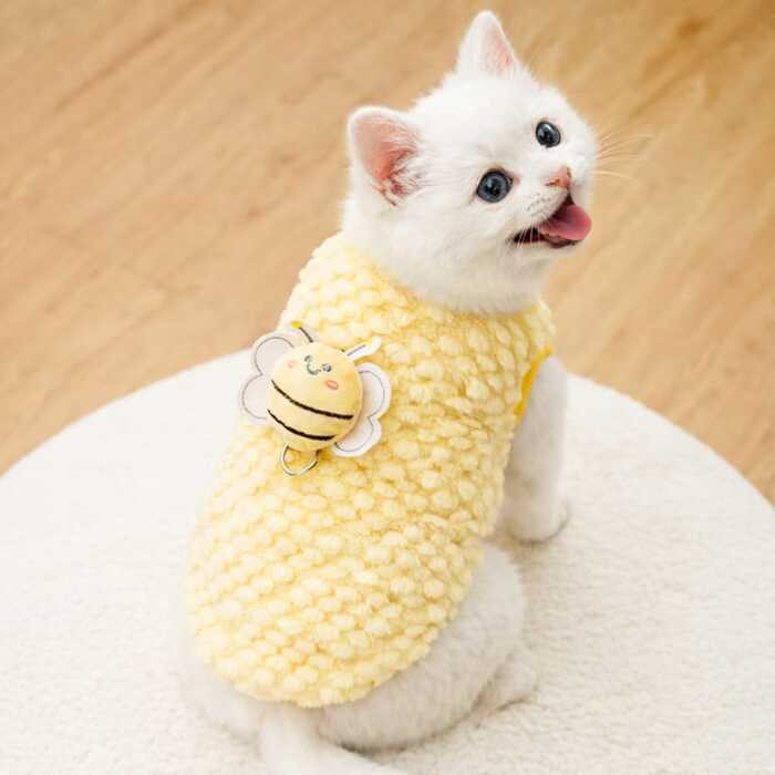 Bee Design Pet Cat & Puppy Sleeveless Sweater Dress Soft and Comfortable ( No Exchange )