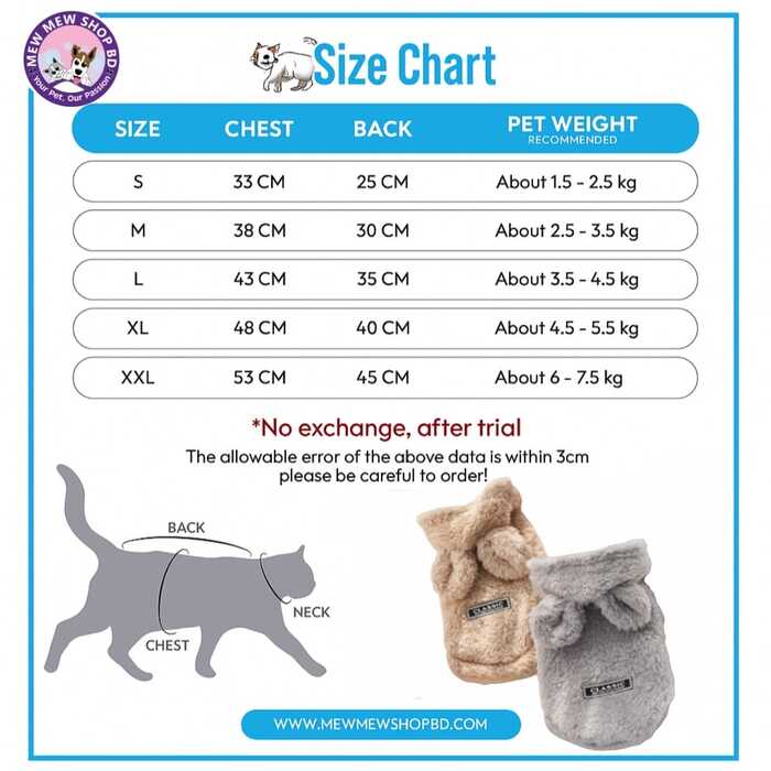 Rabbit Ear Designed Classic Warm Hoodie Sweater / Dress for Pet Cat & Puppy ( No Exchange )