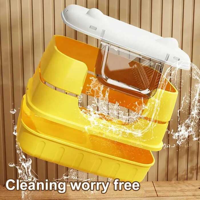 Extra Large Size Round Cat Ear Designed Pet Cat Toilet Closed Litter Box with Lid Drawer System Foldable Litter Box Including Plastic Scoop