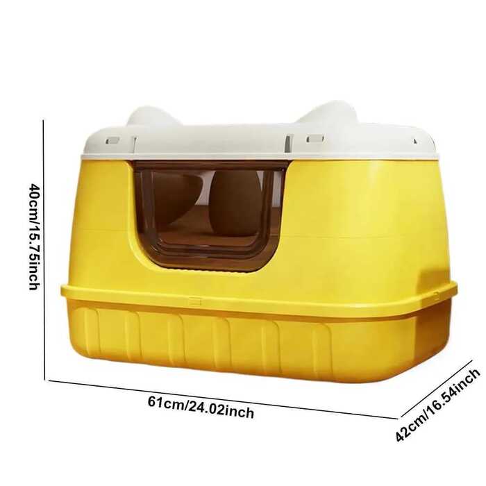 Extra Large Size Round Cat Ear Designed Pet Cat Toilet Closed Litter Box with Lid Drawer System Foldable Litter Box Including Plastic Scoop