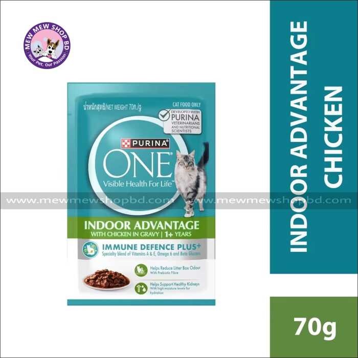 Purina ONE Indoor Advantage Wet Cat Food with Chicken in Gravy 70g