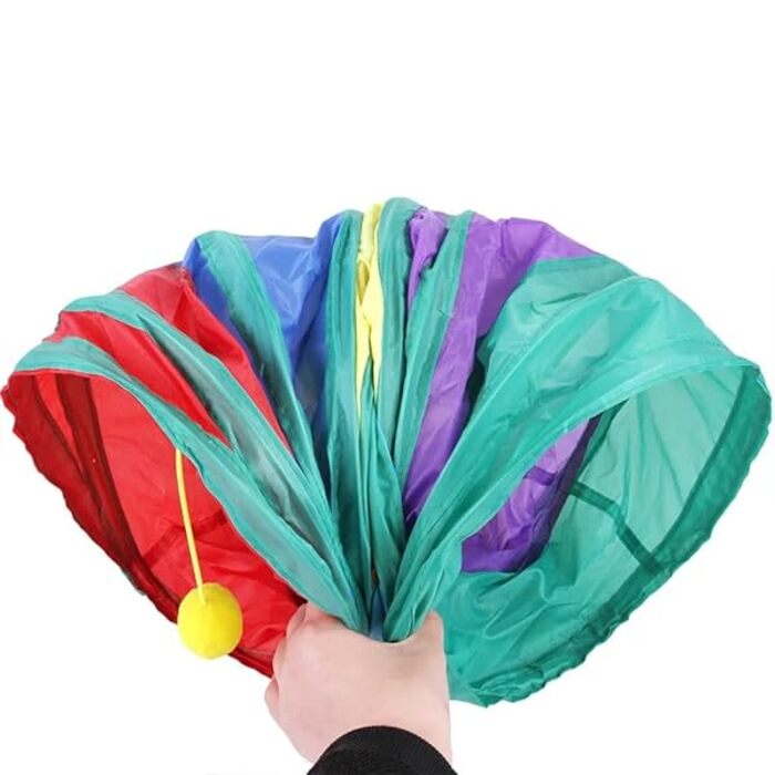 Colorful 4 way 1 Window Rainbow Tunnel toy for Pet Cat