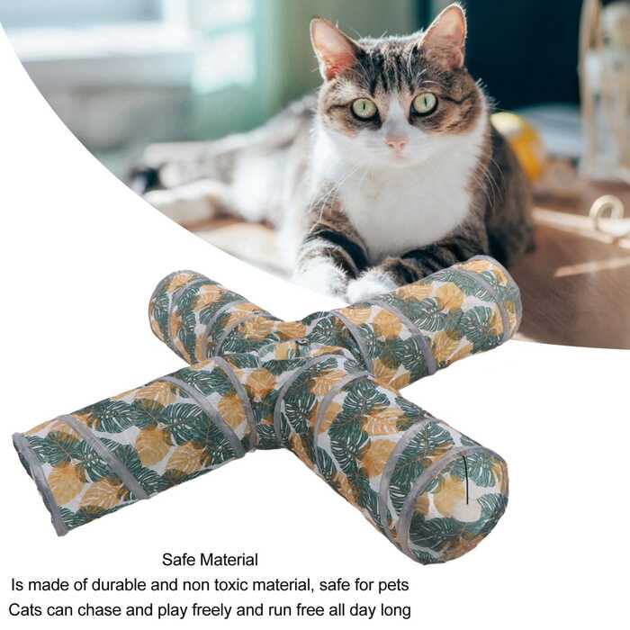 Printed Collapsible 4 way 1 Window Tunnel toy for Pet Cat