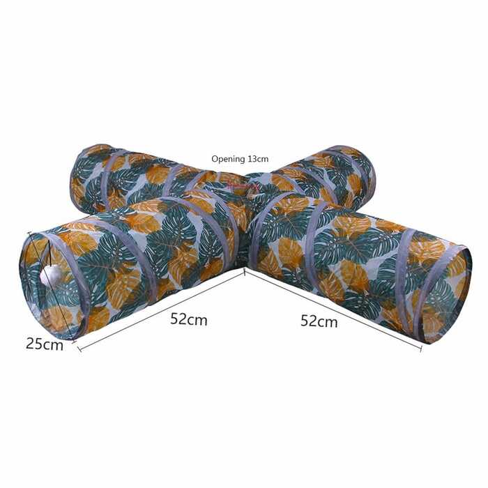 Printed Collapsible 4 way 1 Window Tunnel toy for Pet Cat