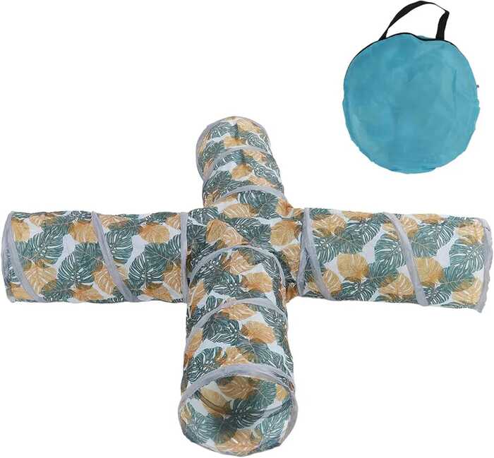 Printed Collapsible 4 way 1 Window Tunnel toy for Pet Cat