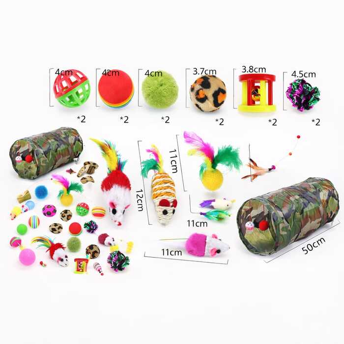 21pcs Toy Set with Camouflage Tunnel for Pet Cat