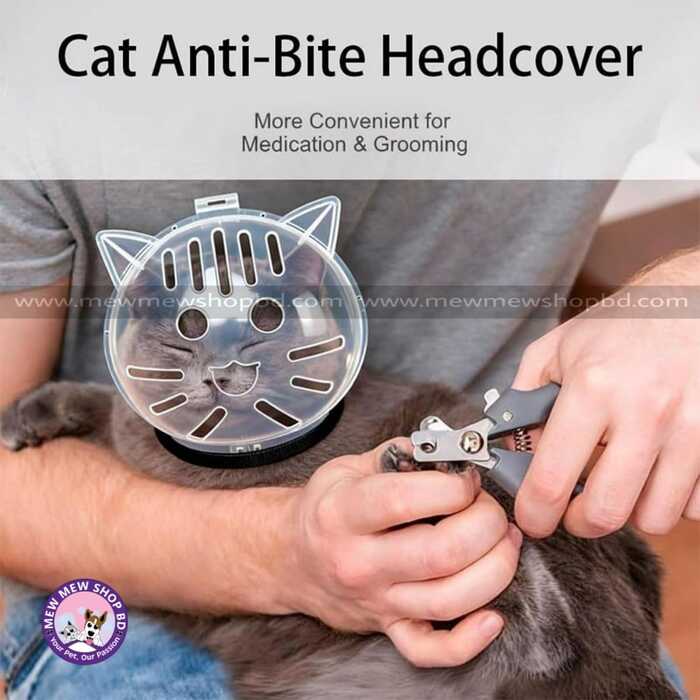 Cat Anti-Bite Headcover Breathable Helmet Protective Cats Prevent Biting Transparent Head Shield for Grooming