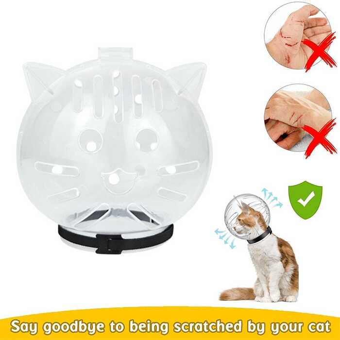 Cat Anti-Bite Headcover Breathable Helmet Protective Cats Prevent Biting Transparent Head Shield for Grooming
