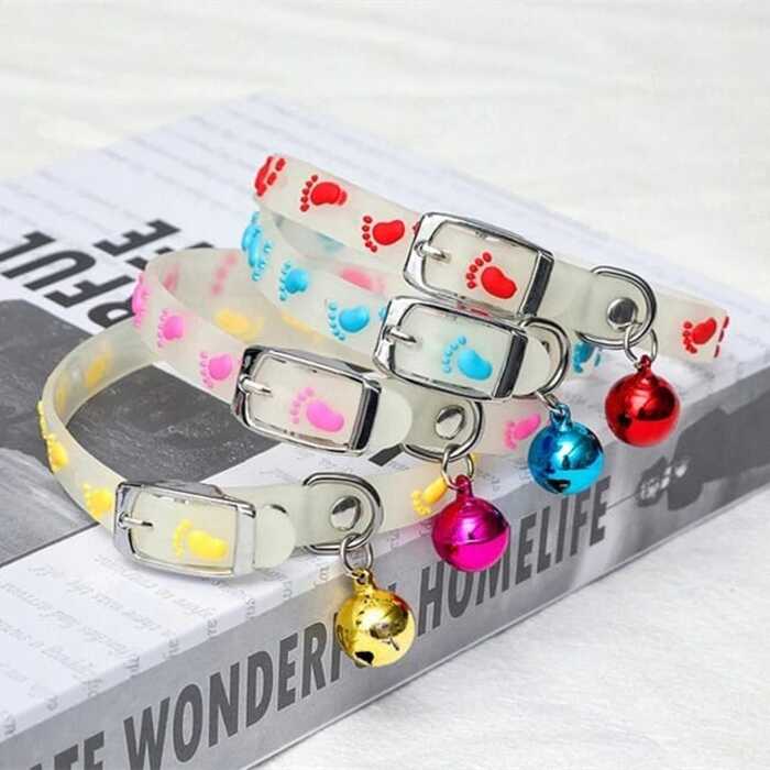 Adjustable Foot Print Radium Cat Collar