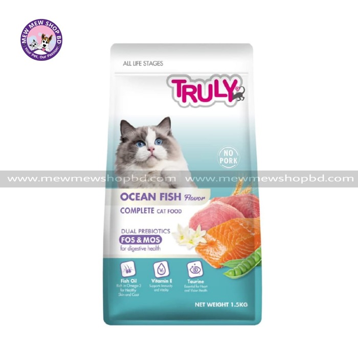 Truly All Life Stage Dry Cat Food Ocean Fish 1.5KG