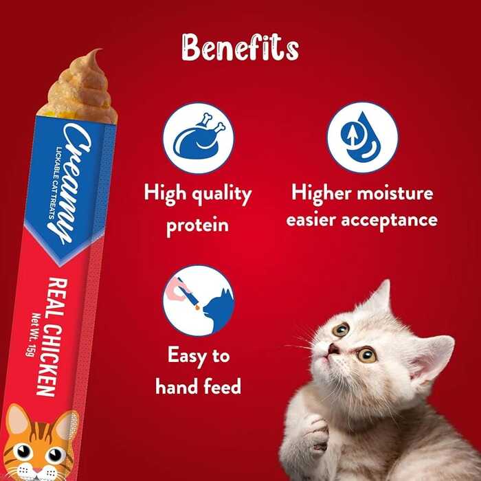 Drools Creamy Lickable Cat Treats with Real Chicken (15g x 5 Pack)