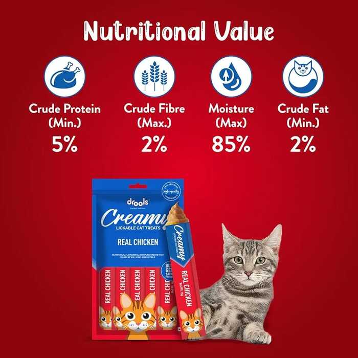 Drools Creamy Lickable Cat Treats with Real Chicken (15g x 5 Pack)