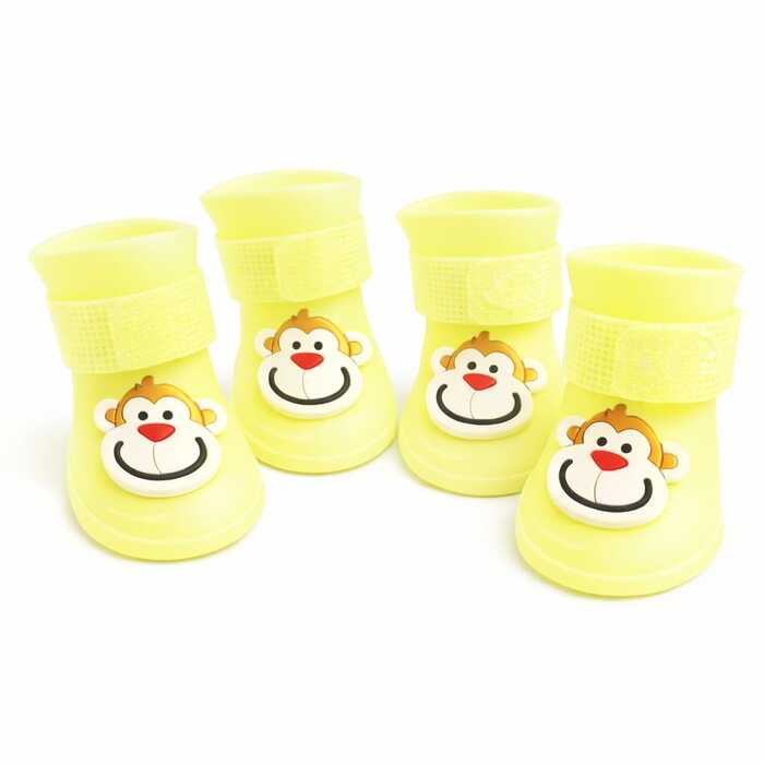 4pcs/Set Cartoon Pets Shoes Non-Slip Silicone Boots for Pet Cats & Puppys